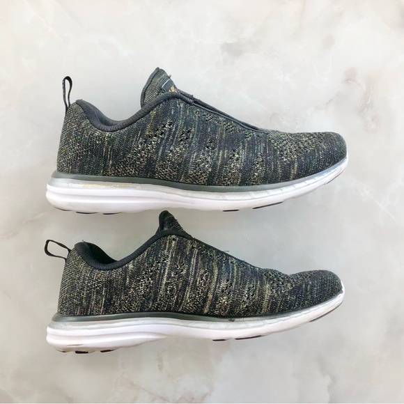 Athletic Propulsion Labs APL Women’s Techloom Pro Shoe Black/Gold/Silver Size 9 - Picture 2 of 12